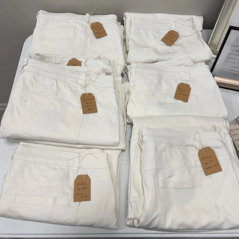 🖤 Eloqui Wide Leg White jeans Denim Pants 22 24 - Picture 5 of 8